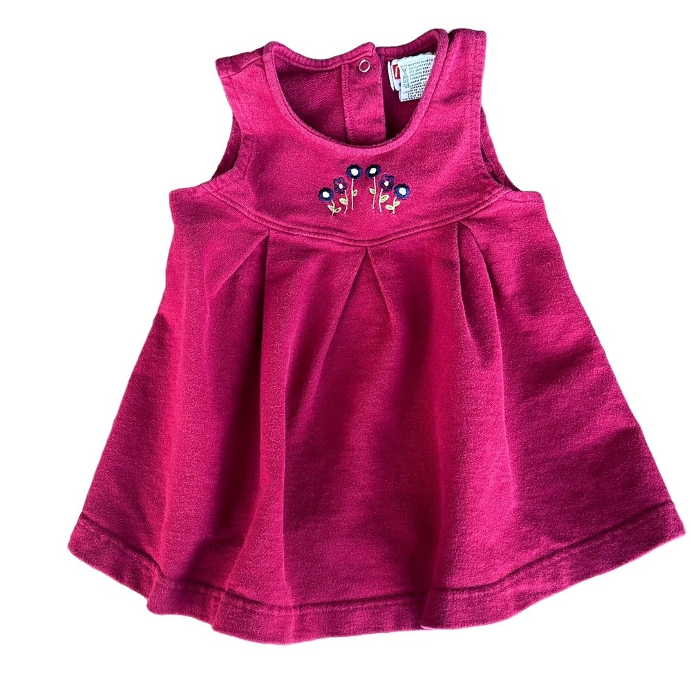 McKids dress Burgundy With Flowers Size 18 Months 100% Cotton‎ Vintage